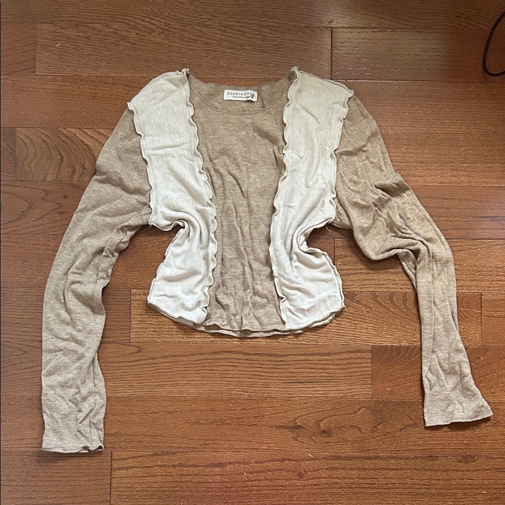 Paper Crane Tan Ribbed Top